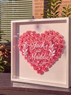 Personalized wedding flower frame in natural light